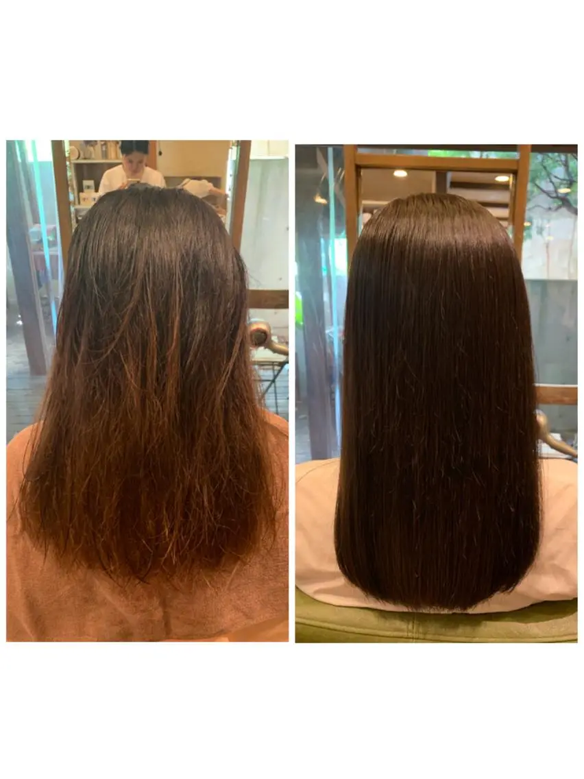 セミロング カラー ハイトーンカラー 髪質改善 トリートメント 加茂 しのぶのヘアスタイル