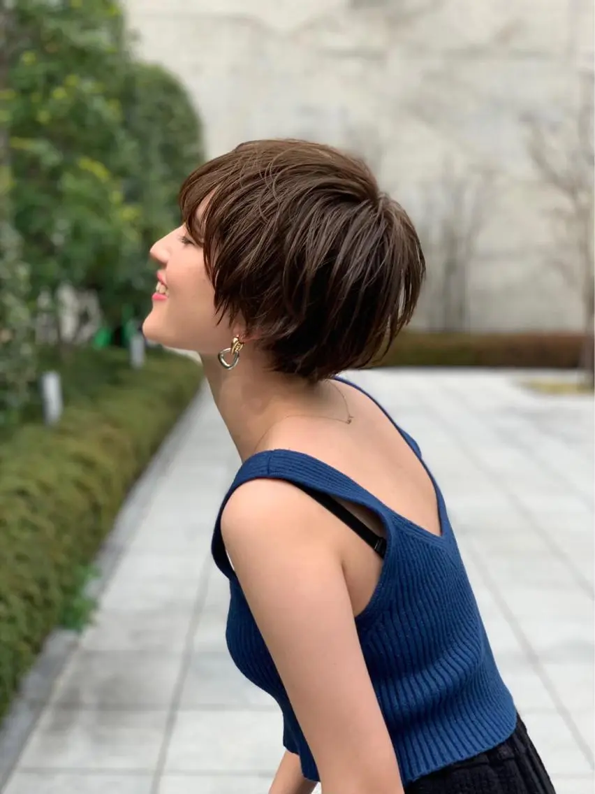 ショート カラー パーマ ヘアアレンジ カット ヘアカラー トリートメント 新宿/顔周りカット +レイヤー=しずく♩のヘアスタイル