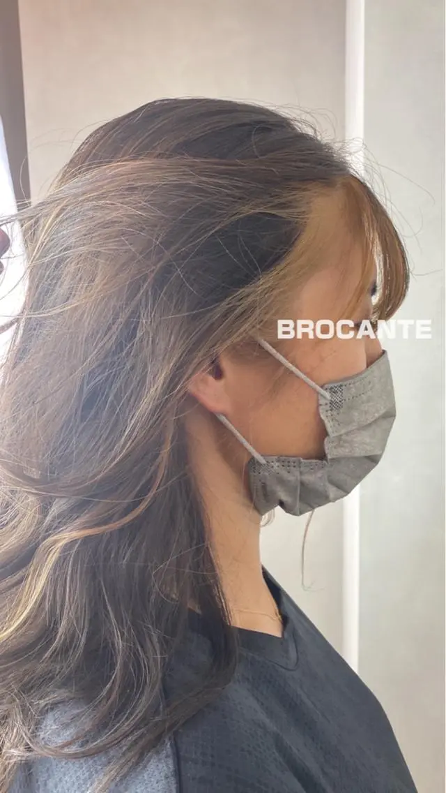 セミロング カラー ブリーチ ケアブリーチ 透明感カラー イヤリングカラー インナーカラー ヘアカラー BROCANTE立川 karasawa.nのヘアスタイル