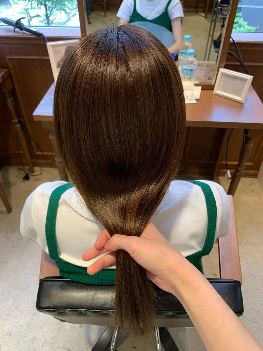 ロング ボブ ハイライト 髪質改善 カット 縮毛矯正 オクミヅキ /髪質改善/梅田🫧のヘアスタイル