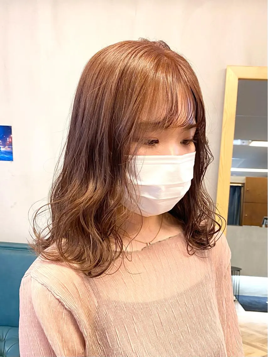 ミディアム カラー ヘアカラー トリートメント ハル🌸柔色/ ブリーチなし/艶髪のヘアスタイル