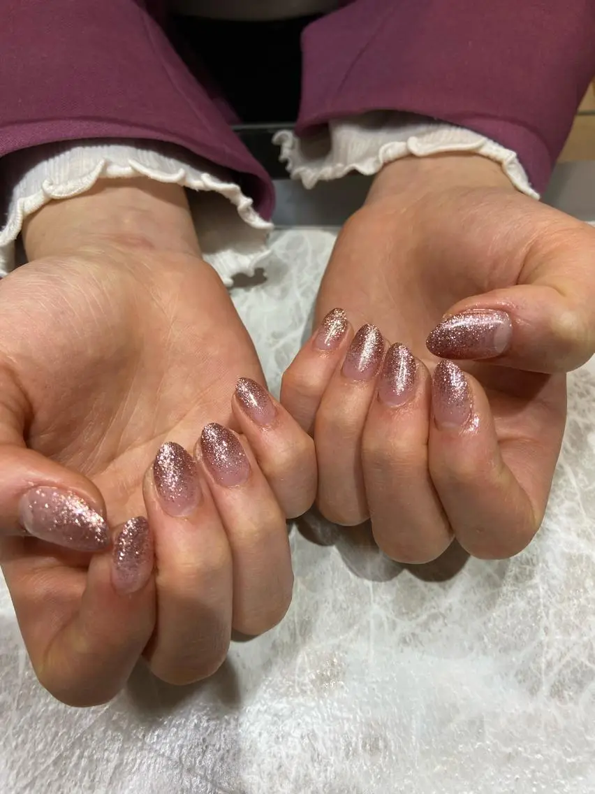 ネイル クリアネイル ラメ(グリッター) ラメグラデーション 🧸熊谷 かほ🧸のネイルデザイン
