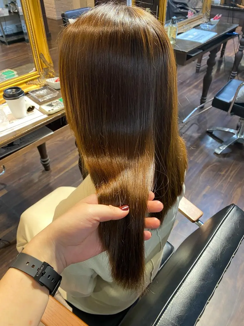 セミロング カラー ヘアアレンジ 髪質改善 縮毛矯正 酸性ストレート カット ヘアカラー トリートメント レイヤーカット×髪質 改善🇰🇷シオリのヘアスタイル