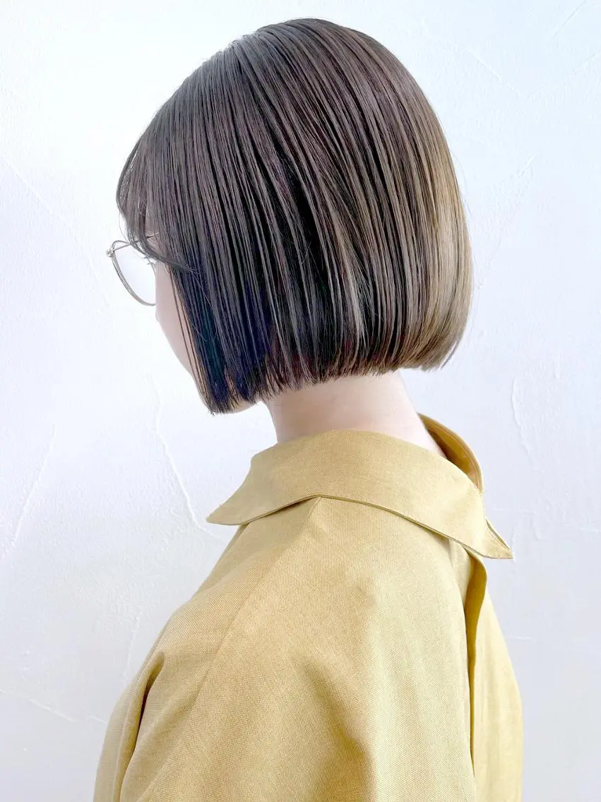 ミディアム カラー パーマ ヘアアレンジ グレージュ オリーブグレージュ オリーブグレー ボブ ITbyALBUM 中野店のヘアスタイル
