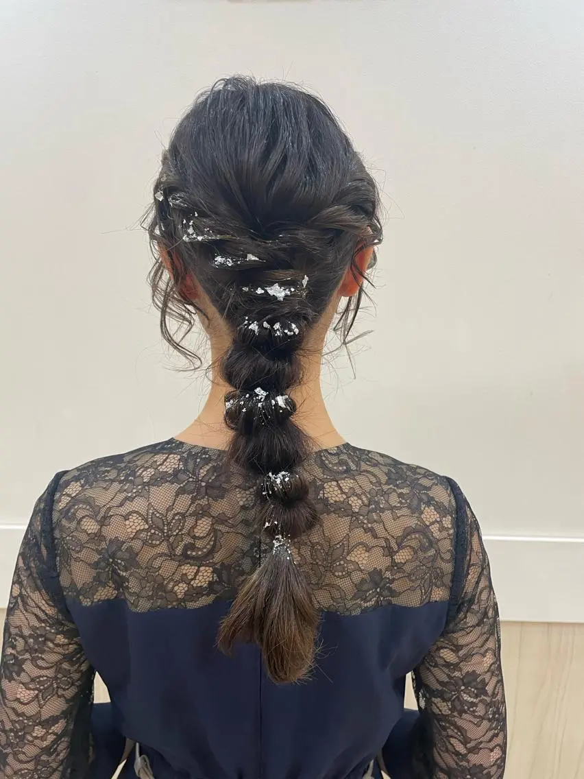 セミロング カラー ヘアアレンジ 結婚式・ブライダル リリー /Men's/パーマのヘアスタイル