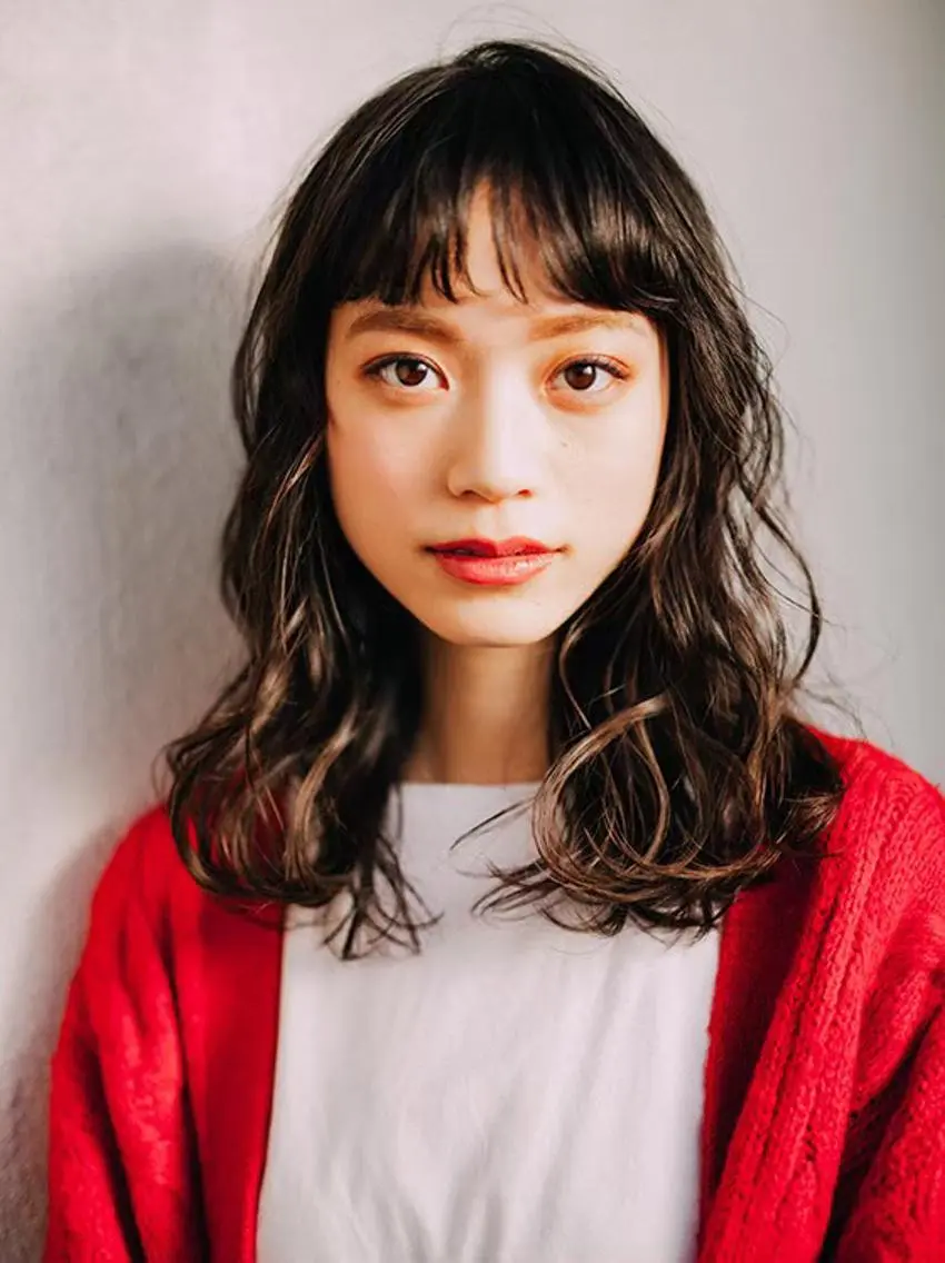 ミディアム パーマ カット パーマ 長谷川 華奈子のヘアスタイル