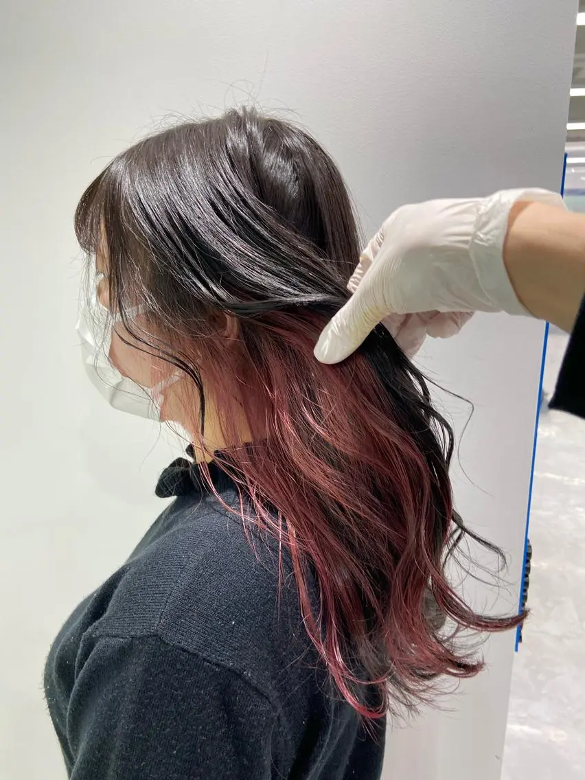 セミロング カラー ヘアアレンジ ネイル マツエク・マツパ 韓国風ベージュ🤎 赤みなし🌿横浜🤎のヘアスタイル