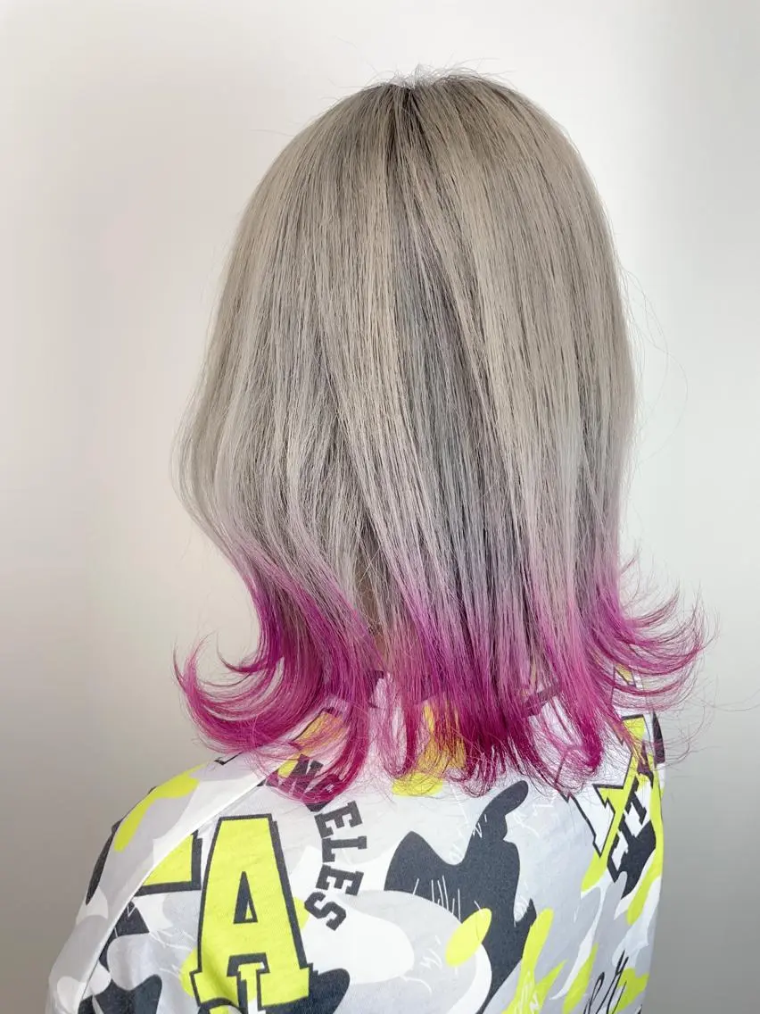 ミディアム カラー シールエクステ バレイヤージュ ミストバング ブリーチ ダブルカラー ヘアカラー トリートメント 【KIRA 代表】 TATSUYAのヘアスタイル