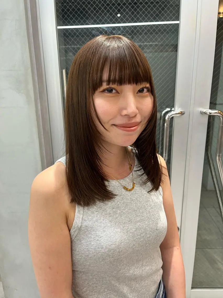 セミロング カット ヘアカラー トリートメント ボブ&顔まわりレ イヤー♡TOMOE♡のヘアスタイル