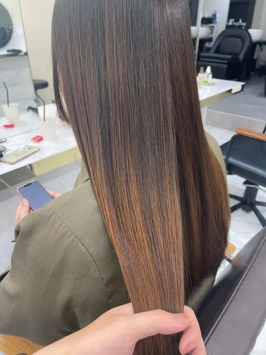 ロング カット 縮毛矯正 トリートメント シンタニナオト /梅田茶屋町のヘアスタイル