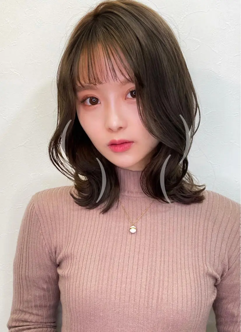 ミディアム くびれヘア レイヤー/顔周り 田山　穂波のヘアスタイル