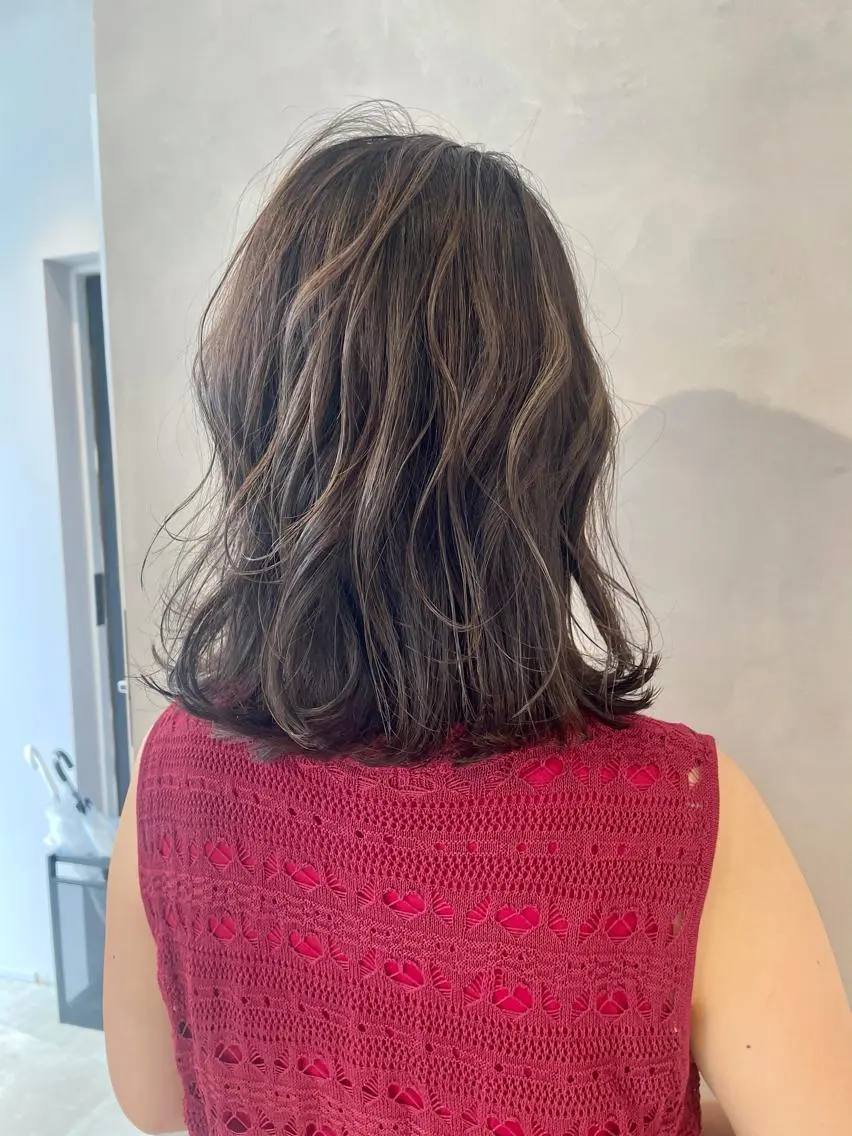 ミディアム カラー 縮毛&髪質改善 TAIGAのヘアスタイル
