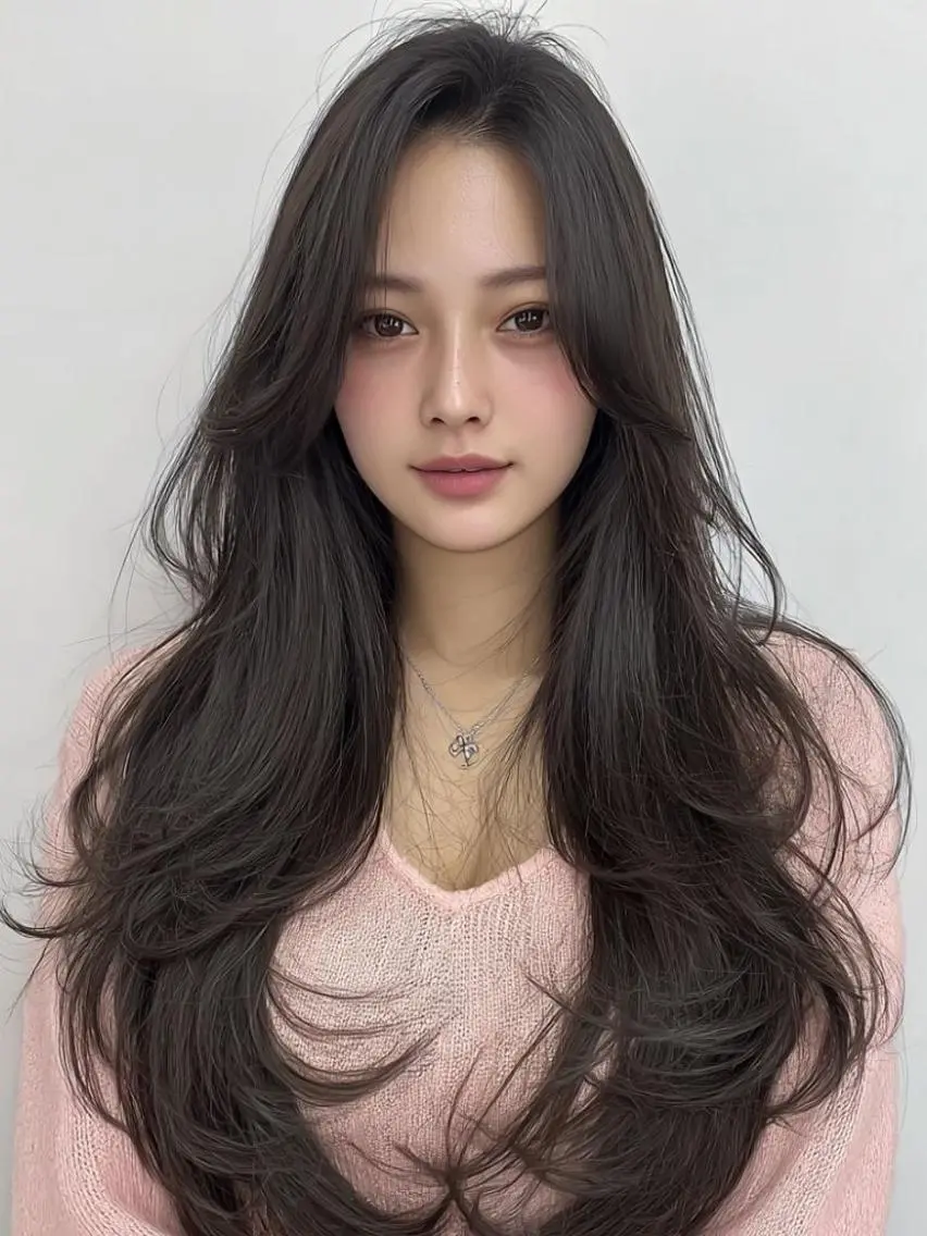 カラー ロング ✂韓国レイヤー 🦋みやび🪽のヘアスタイル