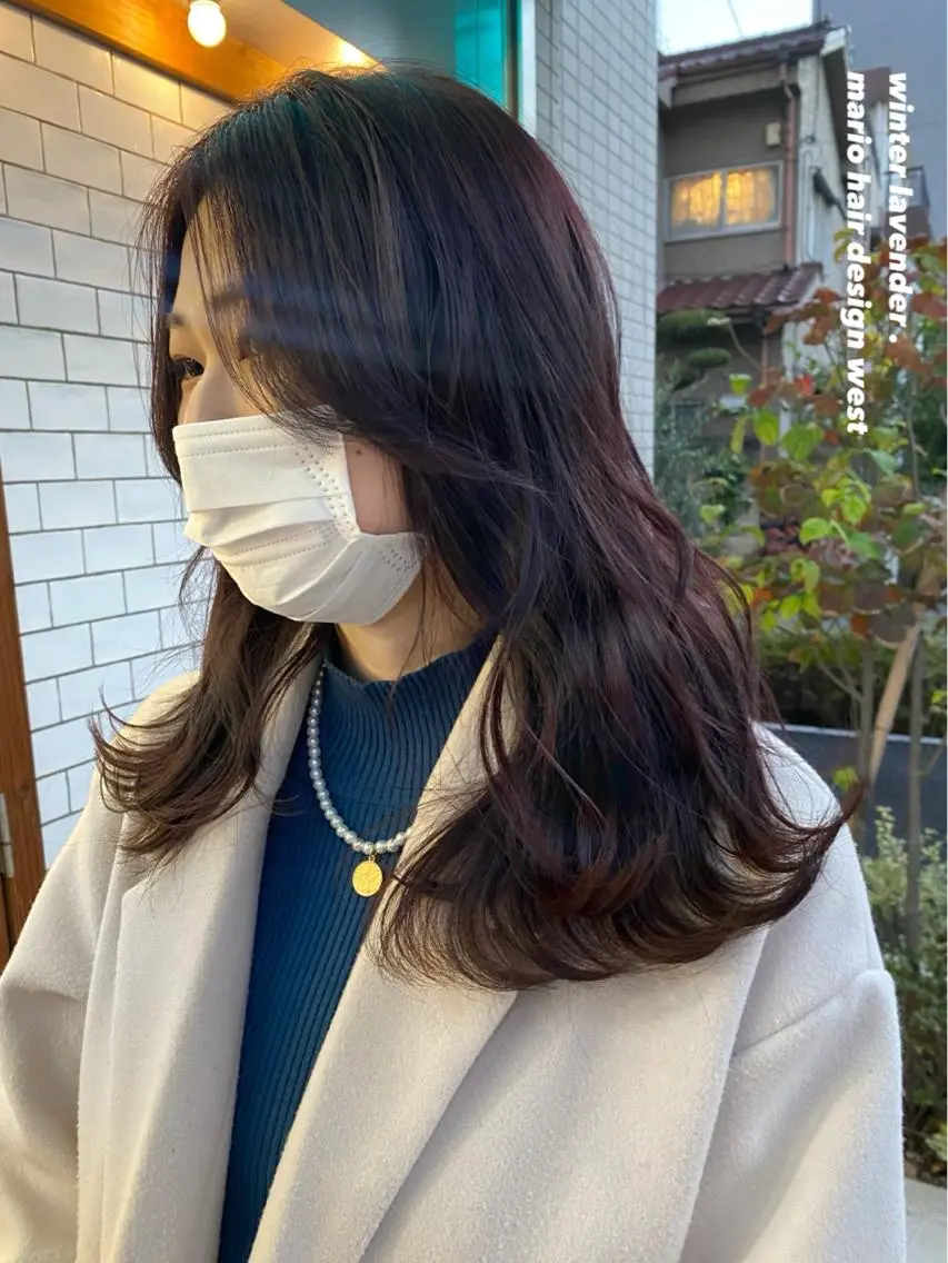 ロング カラー アッシュ ブリーチ ブルーカラー ブルーラベンダー ブラウンカラー 竹嶌 健吾のヘアスタイル