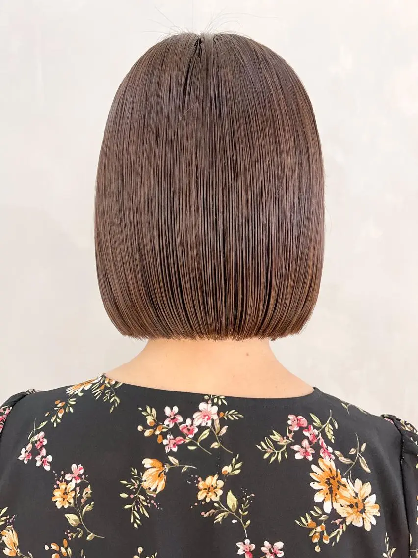 ミディアム カラー ワンレンボブ ボブ 川本 裕🌿のヘアスタイル