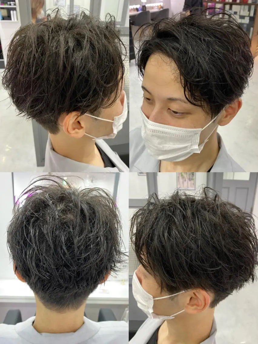ショート カラー パーマ ヘアアレンジ メンズ 🔥メンズパーマ 特化 渡辺一翔のヘアスタイル