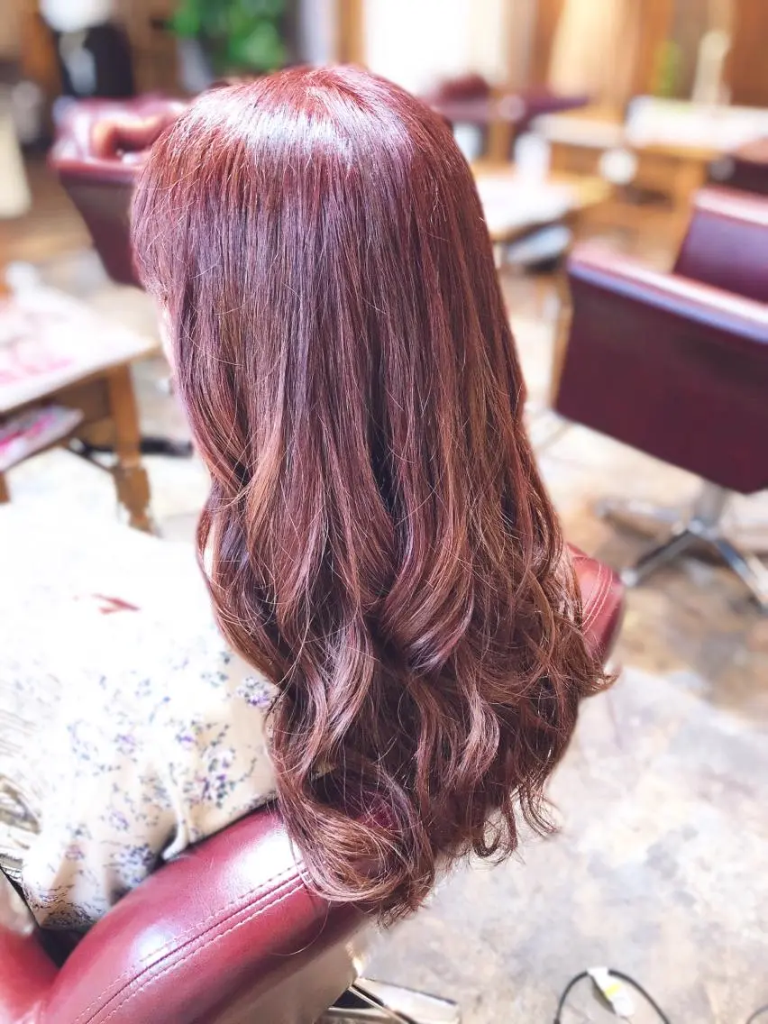 ロング カラー ブラウンカラー ピンクカラー ピンクブラウン ヘアカラー トリートメント みやもと まなみのヘアスタイル