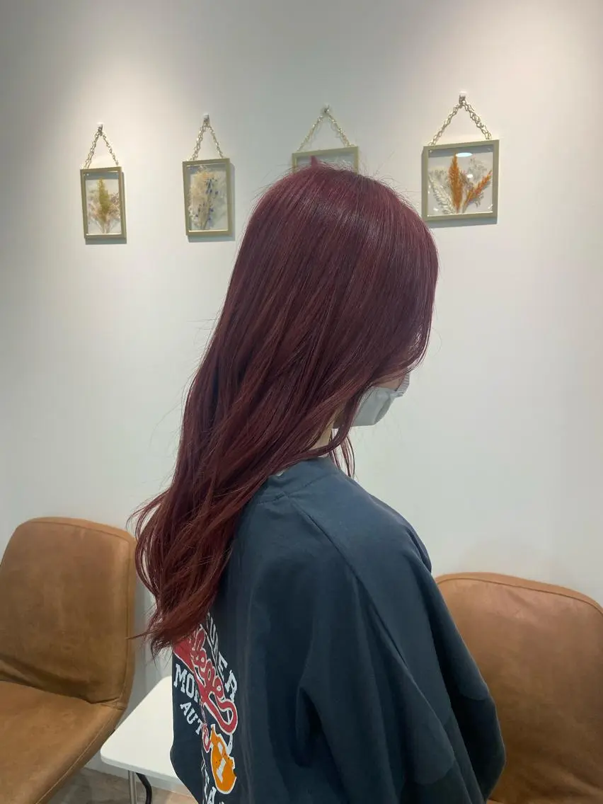 ロング カラー ピンクカラー yunica Momokaのヘアスタイル