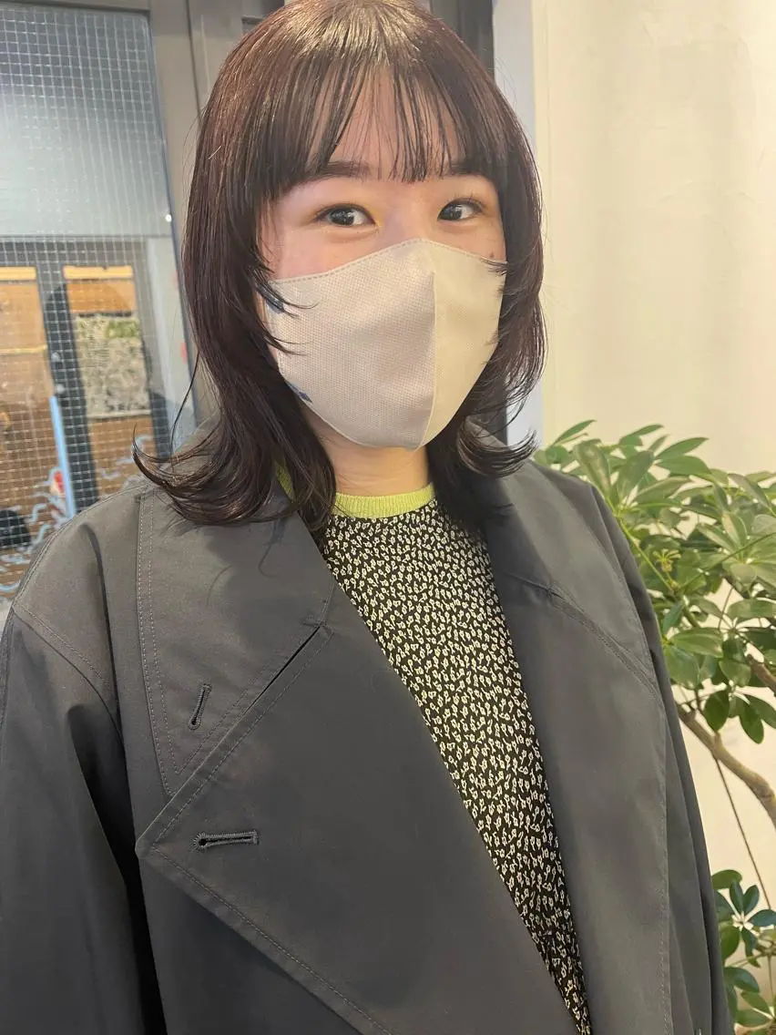 ミディアム カラー カット ヘアカラー トリートメント 💓パーマ，💗 レイヤーカットのヘアスタイル