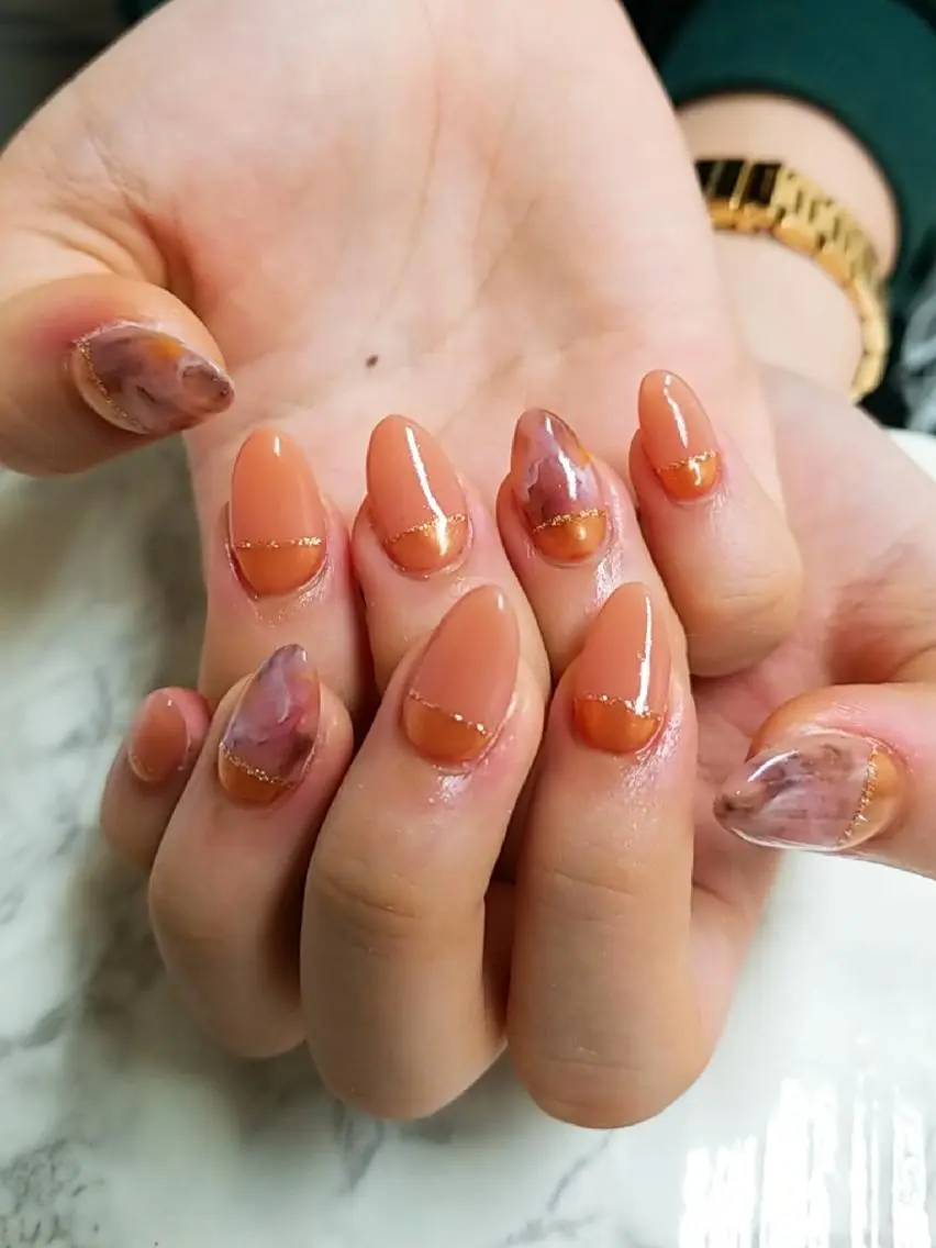 ネイル アートネイル ジェルネイル 持ち込み ニュアンスネイル パラジェル スカルプ指名No.1 河野　雑誌掲載サロンのネイルデザイン