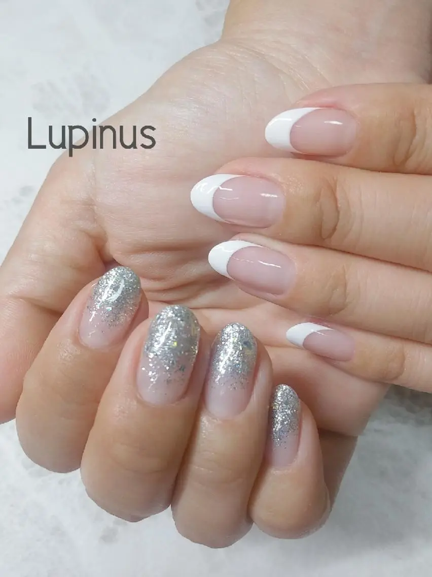 ネイル フレンチネイル グラデーション ラメ(グリッター) ラメグラデーション Lupinus ルピナスのネイルデザイン