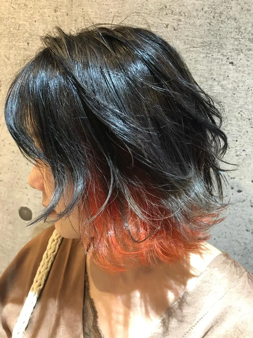 ミディアム アッシュ ウルフカット カット ヘアカラー トリートメント 久保 敏之のヘアスタイル
