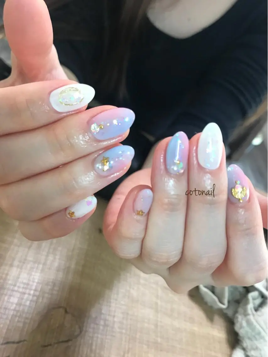 セミロング ネイル ハンドネイル ツメトマツゲ .のネイルデザイン