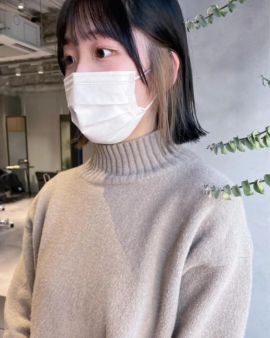 ショート カット ヘアカラー トリートメント 美髪矯正/艶カラー ボブ/栄/鐘ヶ江純也のヘアスタイル