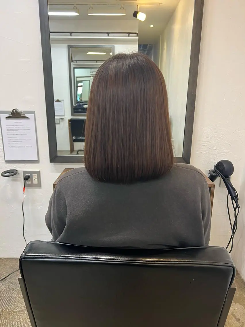 ミディアム 縮毛矯正 鈴木 三保のヘアスタイル