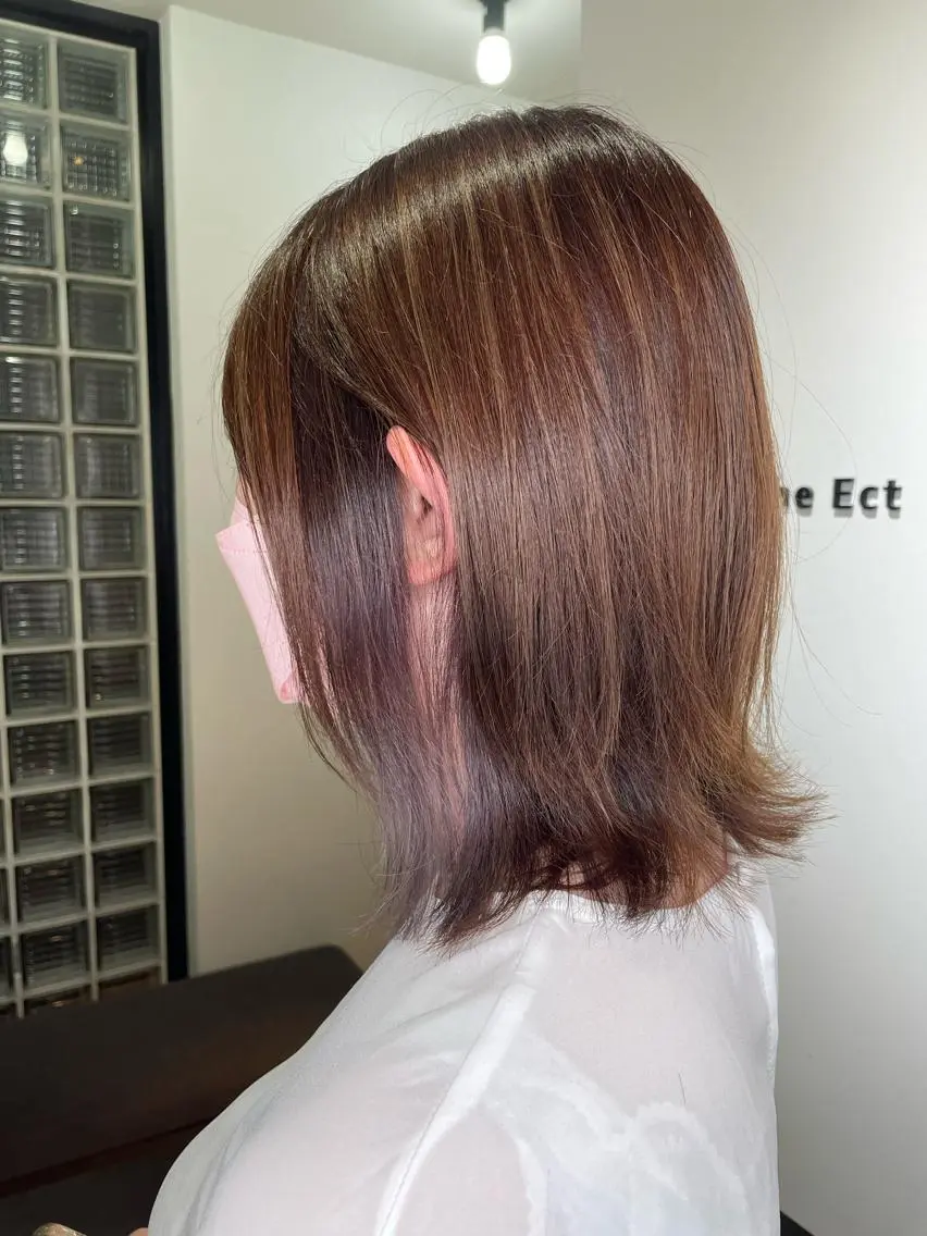 ミディアム カラー イヤリングカラー ラベンダーカラー ショート/脱白髪染め ☆宇﨑悠実のヘアスタイル