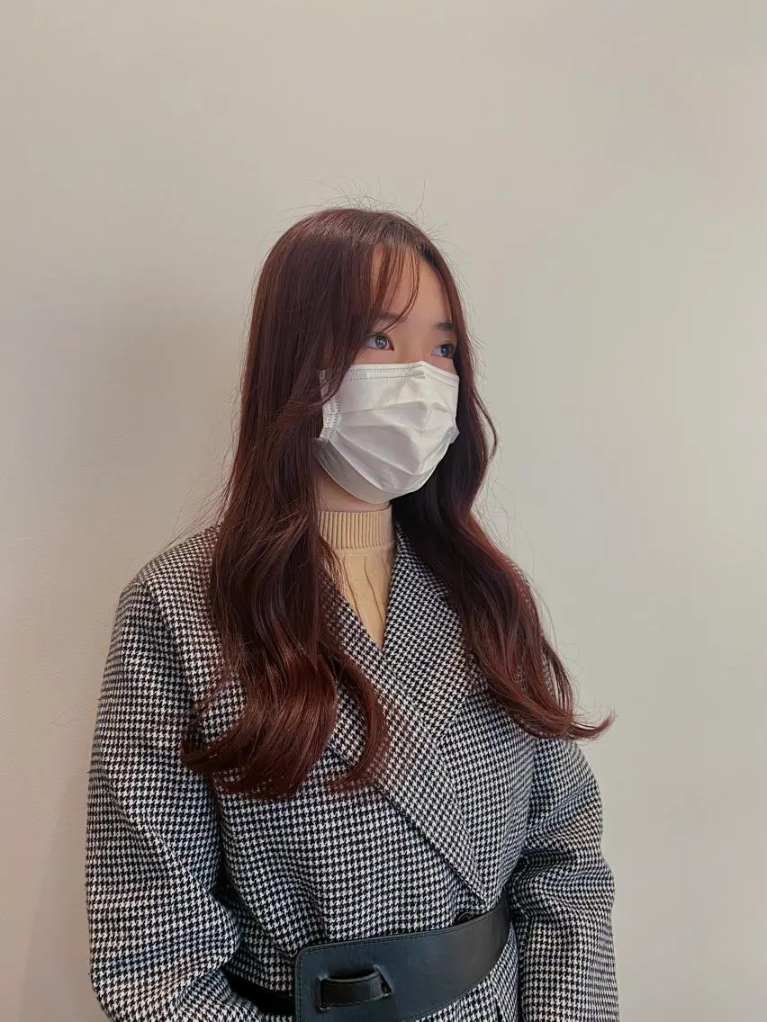 ロング カラー ボルドーカラー ブラウンカラー ローズカラー ローズブラウン 和歌山韓国ヘア🌙 MOEのヘアスタイル