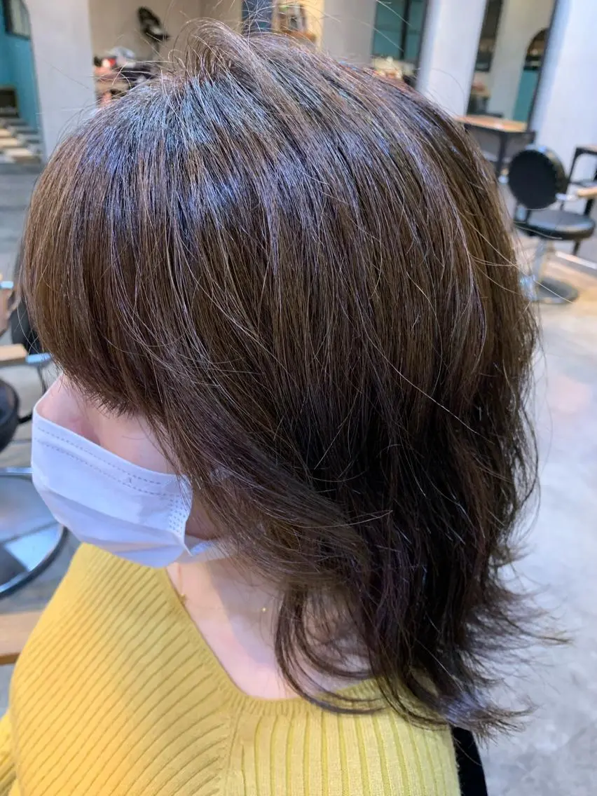 ミディアム アッシュ アッシュブラウン 河田 寧生のヘアスタイル