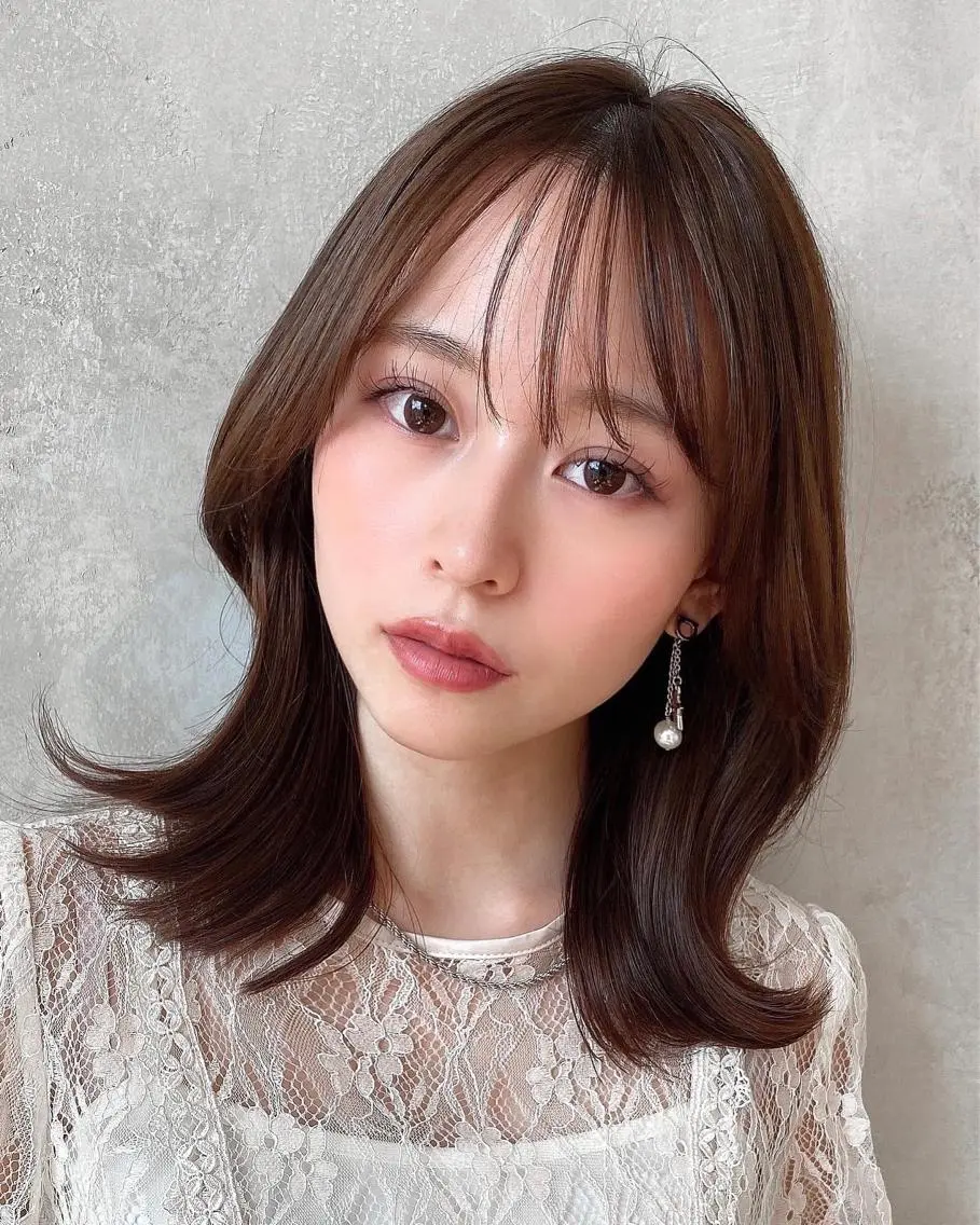 ミディアム くびれヘア 髪質改善 縮毛矯正 🧡くびれヘア/前髪 顔周り🧡久原結衣のヘアスタイル