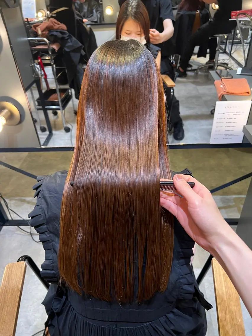 ロング カット 縮毛矯正 トリートメント 髪質改善ストレート Kantaのヘアスタイル
