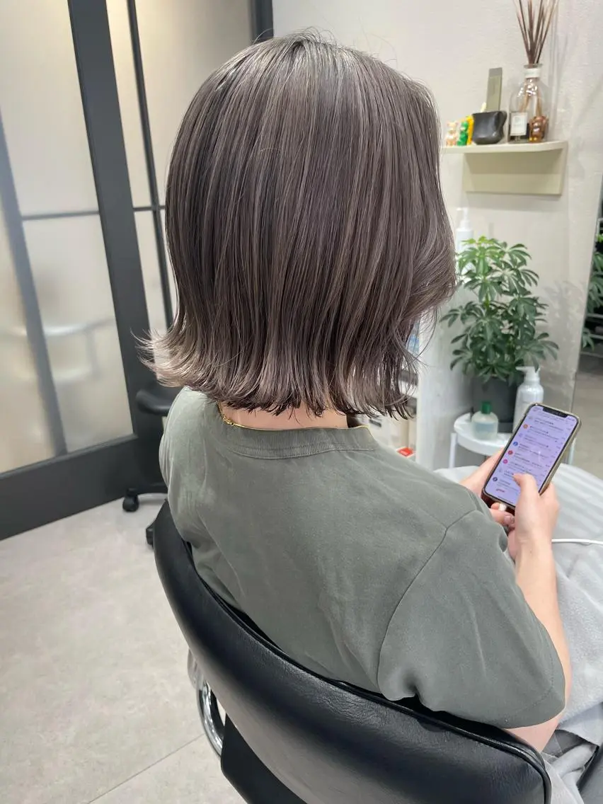 ミディアム カラー カット ヘアカラー トリートメント 髪質改善will hairdesignのヘアスタイル