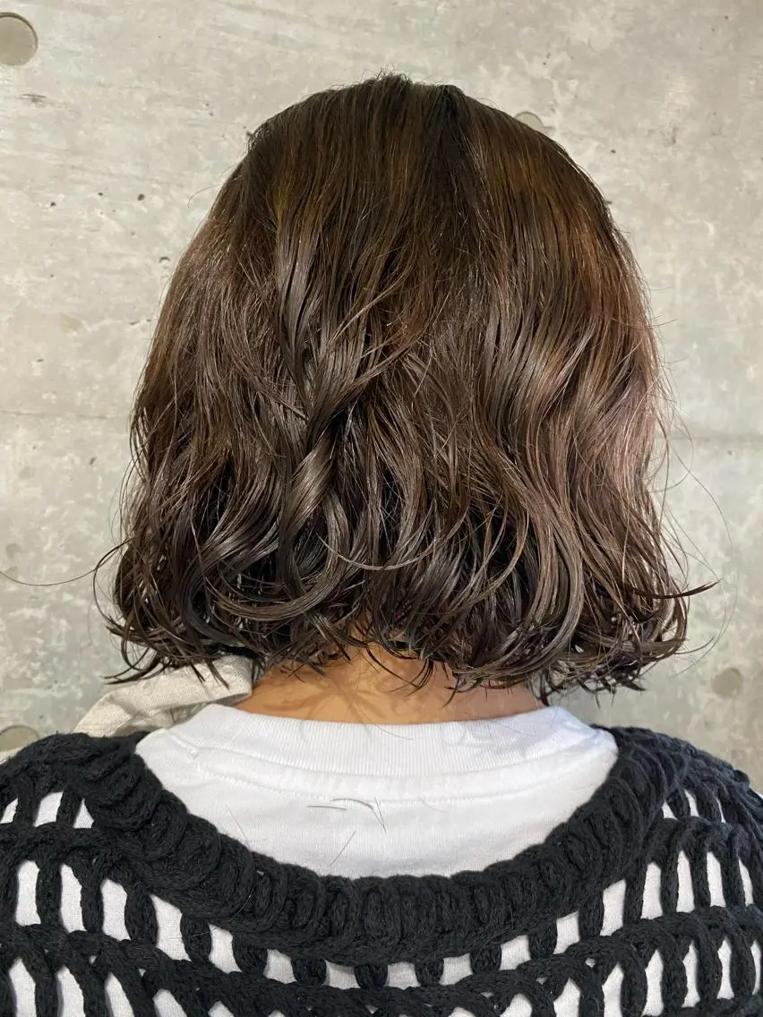 ミディアム パーマ ボブパーマコテ巻き風 パーマNo1深江秀平のヘアスタイル