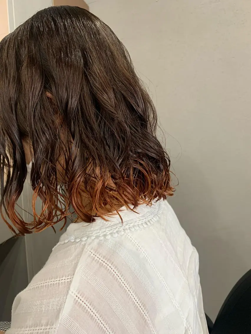 セミロング パーマ ボブパーマコテ巻き風 パーマNo1深江秀平のヘアスタイル