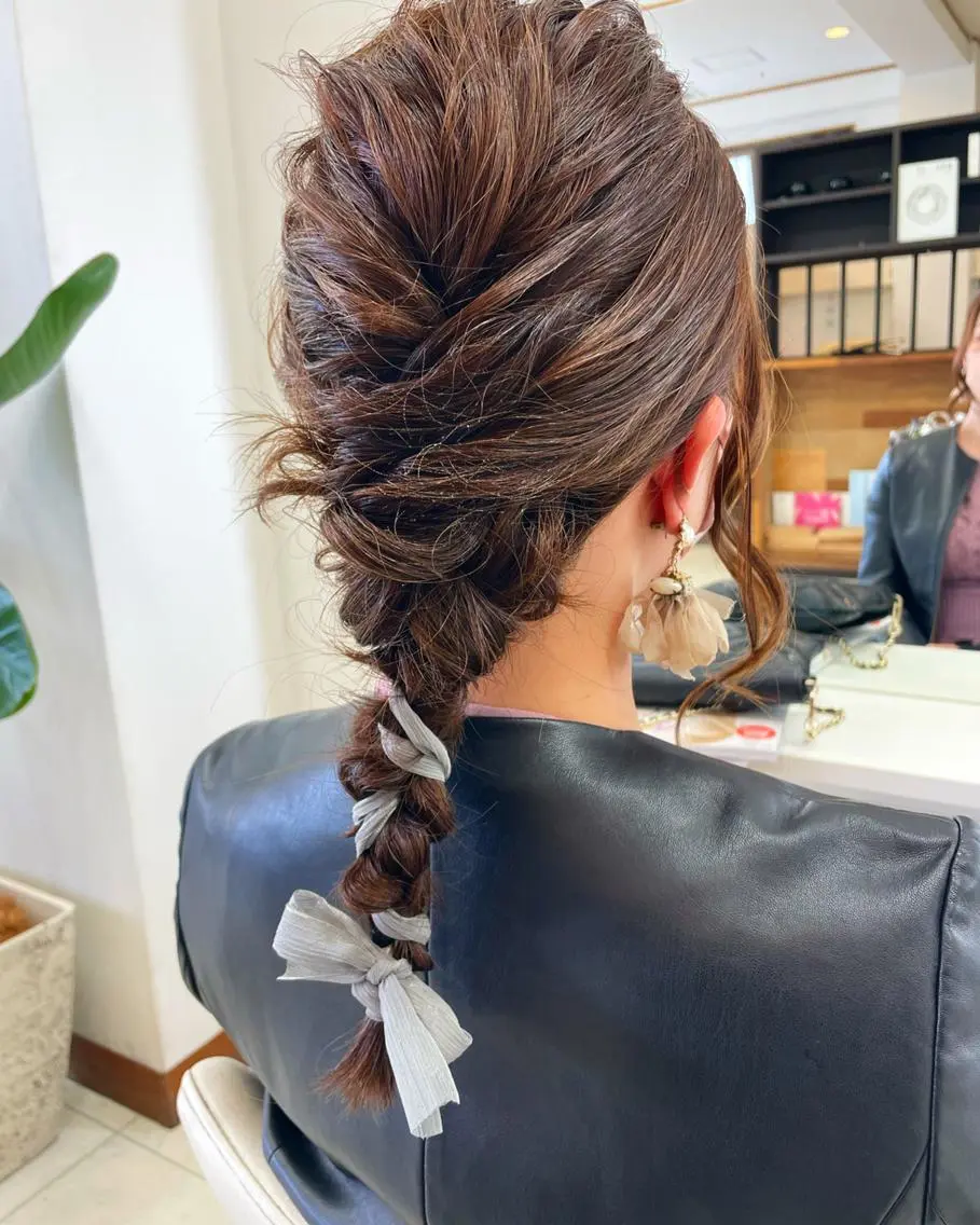 セミロング ヘアアレンジ 結婚式・ブライダル ヘアセット Hair VERDEのヘアスタイル