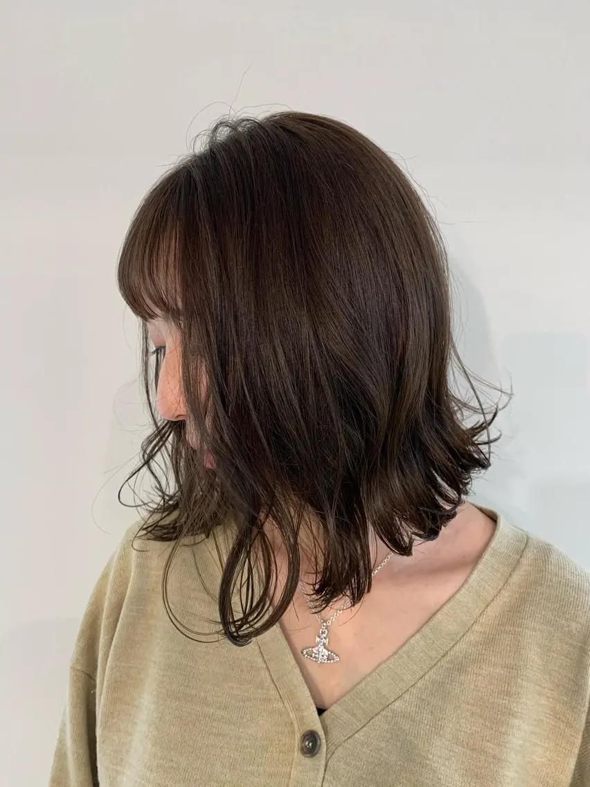 ミディアム カラー パーマ ヘアアレンジ ベージュカラー ブラウンカラー ブラウンベージュ 加藤 綾華のヘアスタイル