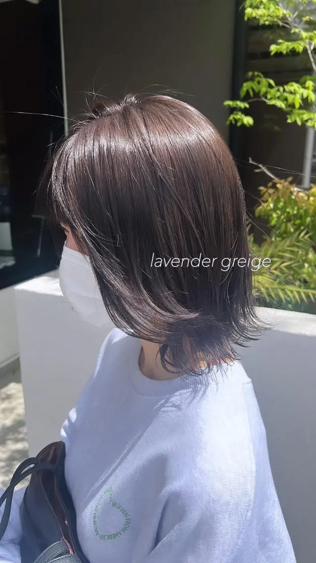 ミディアム カラー ブリーチ 透明感カラー グレージュ ブリーチなしカラー 水川 七海のヘアスタイル
