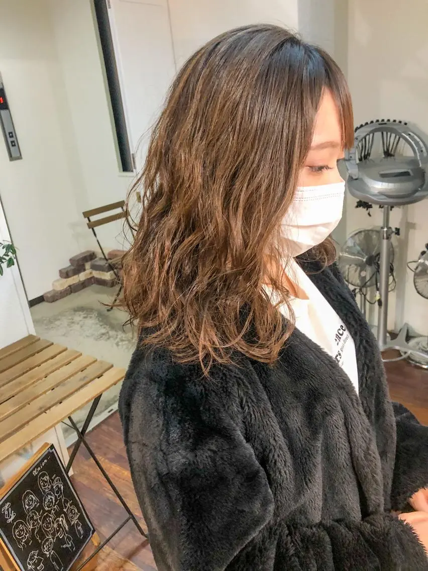 セミロング セミロングパーマ カット パーマ 水野 雪 /パーマ/暖色カラーのヘアスタイル