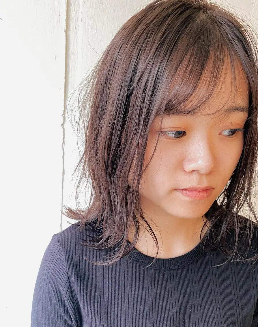 ミディアム カラー ベージュカラー ボブ 外ハネヘア ❏アンニュイパーマ 川原畑 拓也❏のヘアスタイル