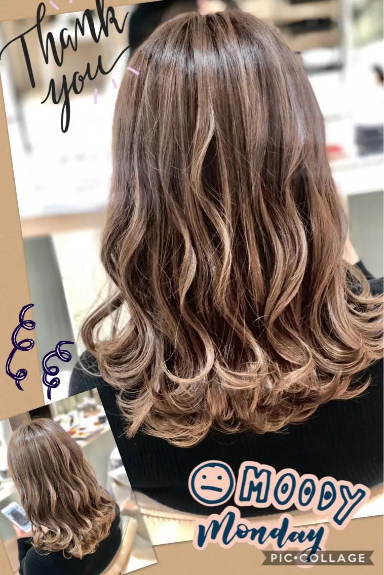 セミロング カラー ブリーチ ケアブリーチ ハイライトカラー イルミナカラー ハイライト ヘアカラー トリートメント ヘアセット 永島 桜のヘアスタイル
