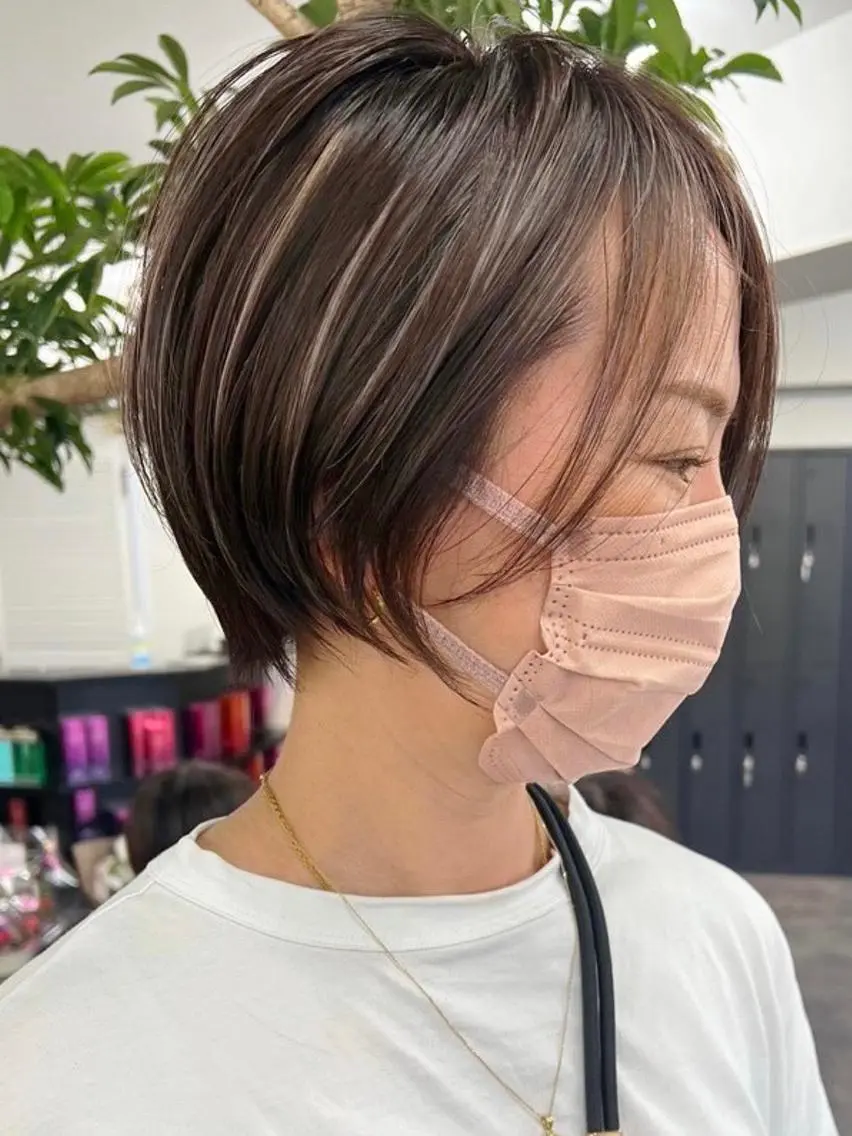ショート ショートボブ ボブ ハイライト 髪質改善 レイヤーカット カット ヘアカラー 横浜 店長 橋場優のヘアスタイル