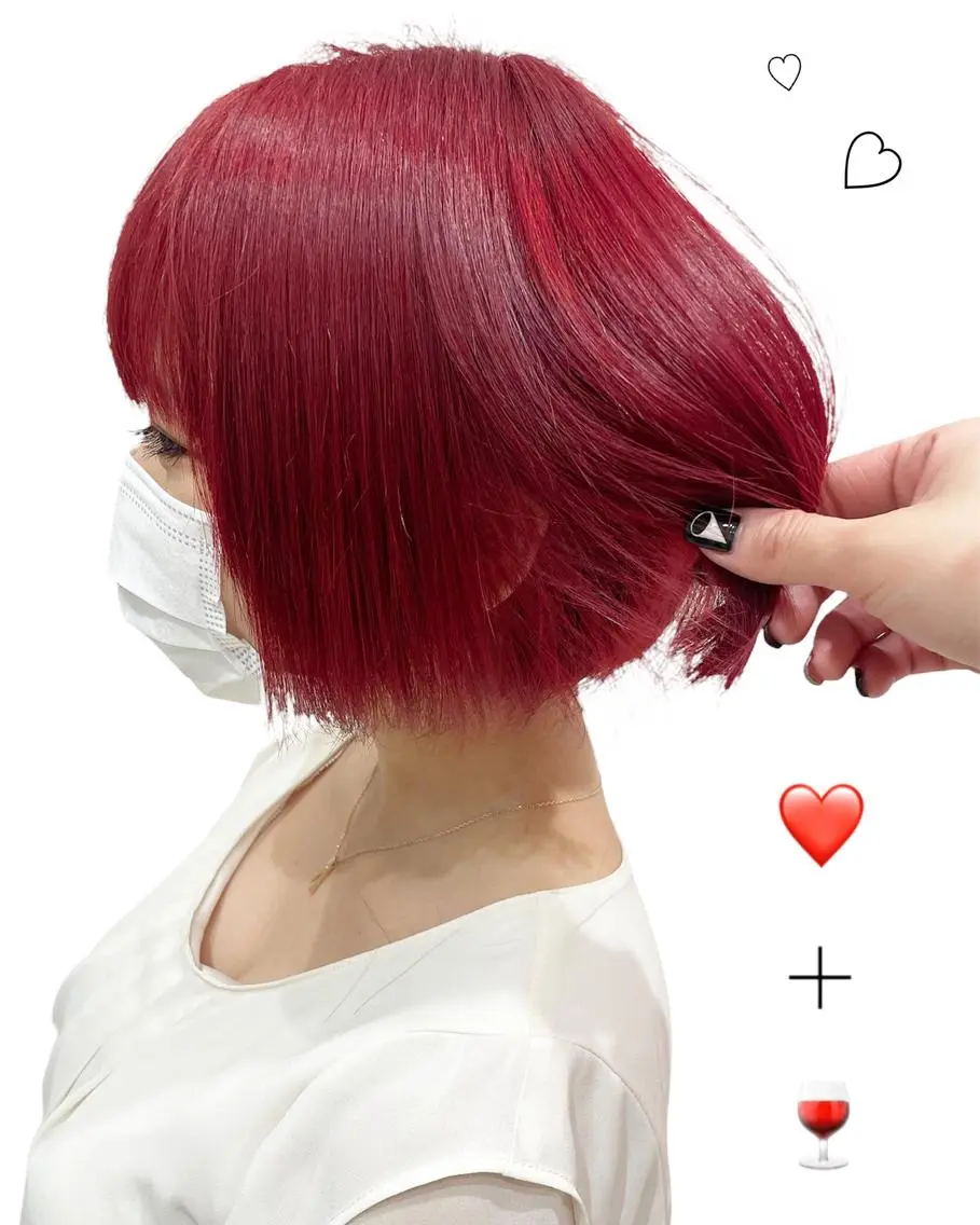 ショート カラー レッドカラー 新宿駅近♡個室 ♡関口三都季🌜のヘアスタイル