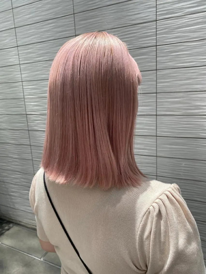 カラー ブリーチ ピンクカラー beleefric 🩵チセのヘアスタイル