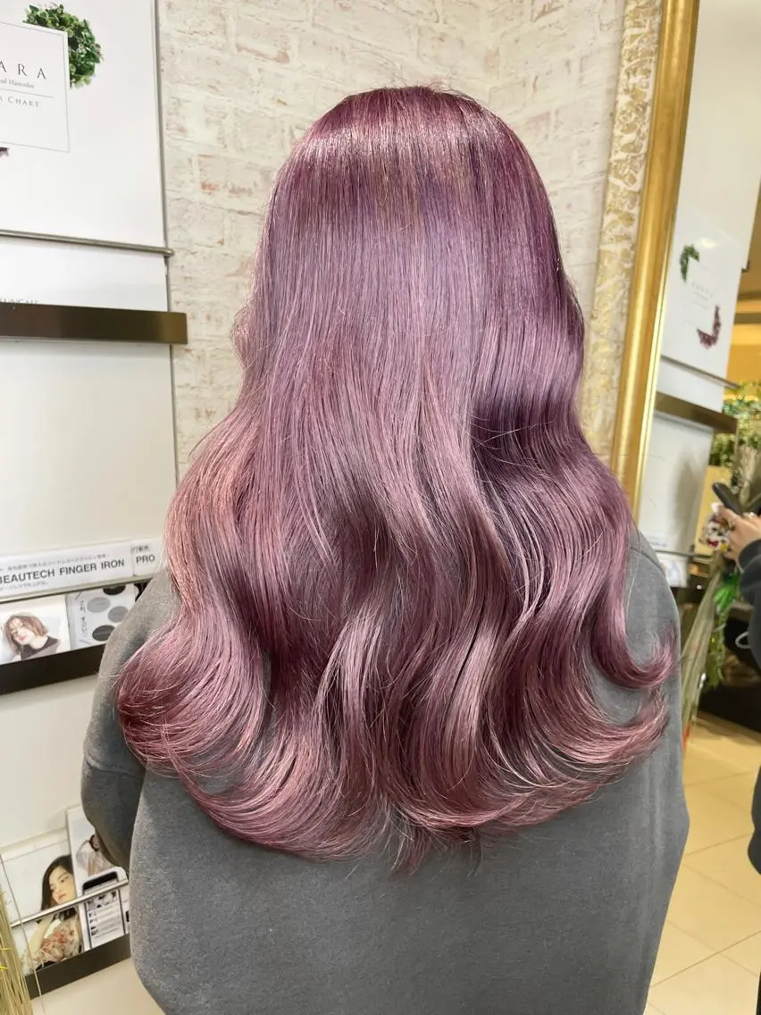 ロング カラー ダブルカラー ラベンダーカラー ピンクカラー ヘアカラー 🤎アンブレラカラー 髪質改善　丸尾】のヘアスタイル