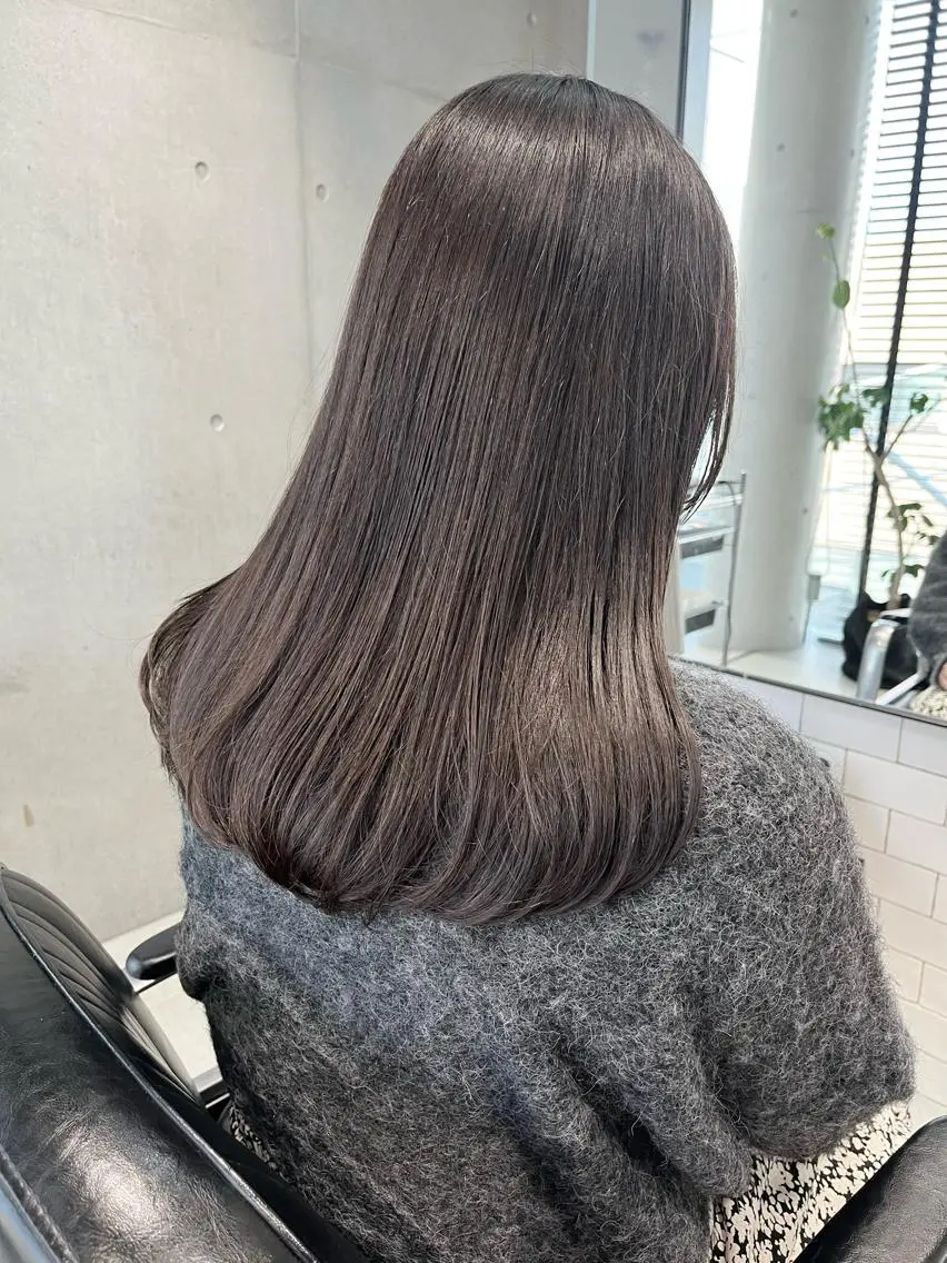 セミロング カラー パーマ ヘアアレンジ カット ヘアカラー トリートメント ヘッドスパ ヘアセット 透明感/オリーブ/ グレージュ/YUKAのヘアスタイル