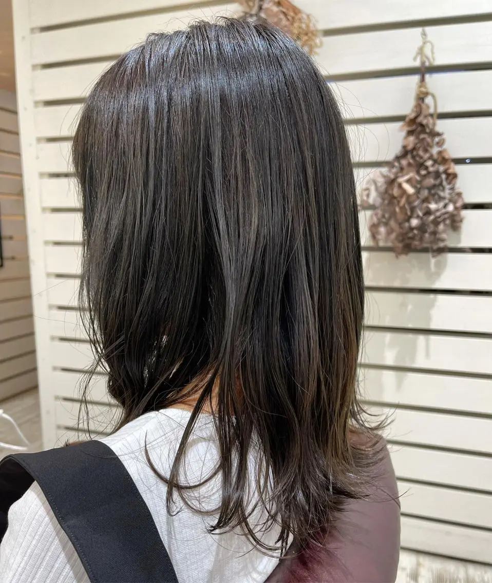 ミディアム カラー ダークグレー ダークグレージュ グレージュ オレンジ 柴田泰秀sotti. 髪質改善/ブリーチのヘアスタイル