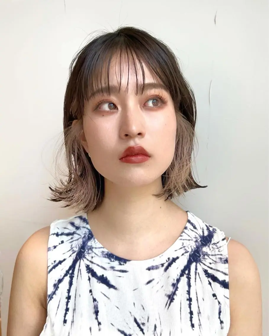 セミロング カラー ヘアアレンジ ベージュカラー 透明感カラー グレージュ ボブ ヘアカラー トリートメント レイヤー専門家 ダブルカラー修のヘアスタイル